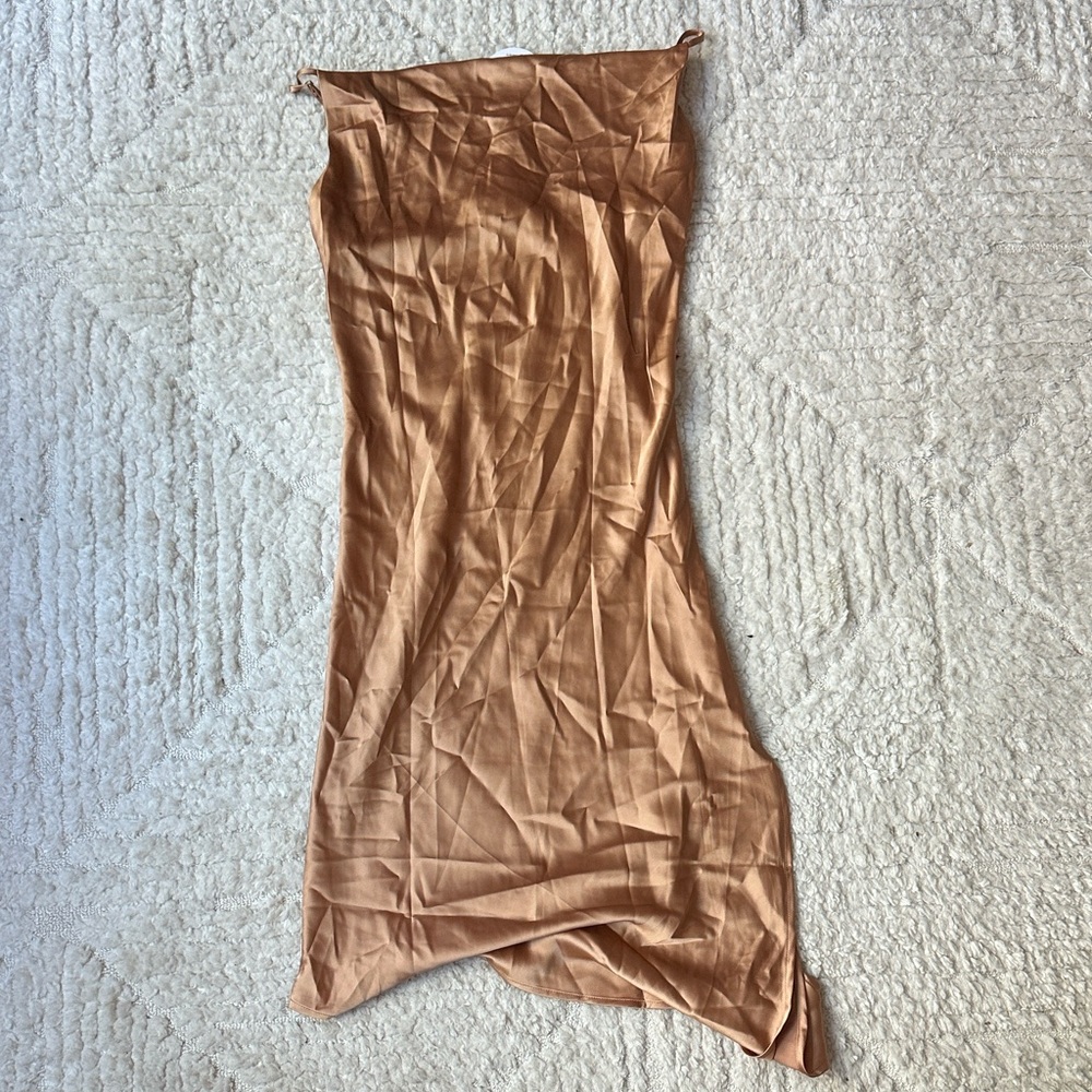 Petal & Pup Satin Copper Strapless Slip Dress